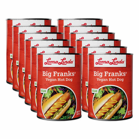 Loma Linda Big Franks 12 Pack 15 oz - Vegan Hot Dogs Plant-Based Protein