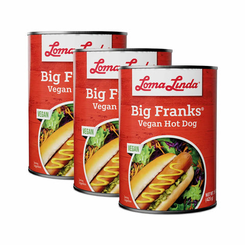 Loma Linda Big Franks 3 Pack 15 oz - Vegan Hot Dogs Plant-Based Protein