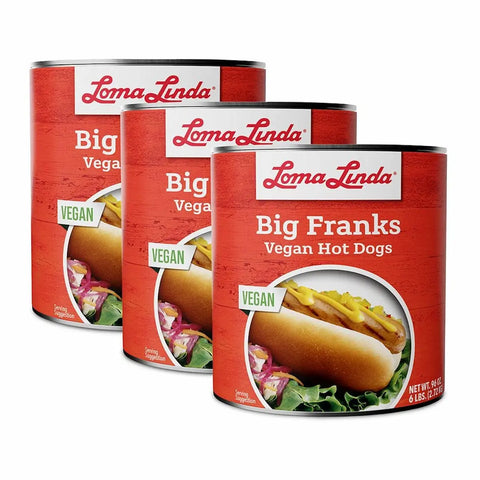 Loma Linda Big Franks 3 Pack 96 oz - Vegan Hot Dogs Plant-Based Protein