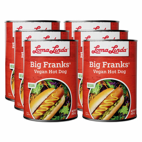 Loma Linda Big Franks 6 Pack 15 oz - Vegan Hot Dogs Plant-Based Protein