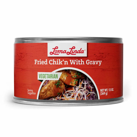 Loma Linda Fried Chik'n with Gravy 13 oz 1-pack, plant-based chicken alternative.