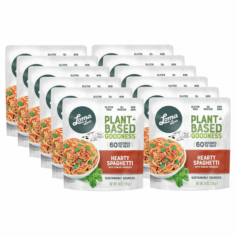 12-pack of 10 oz Hearty Spaghetti - Vegan, gluten-free spaghetti with konjac noodles and tomato sauce