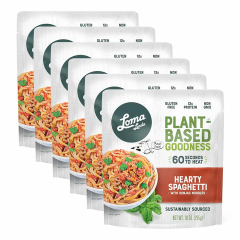 6-pack of 10 oz Hearty Spaghetti - Plant-based meal with konjac noodles and rich tomato sauce