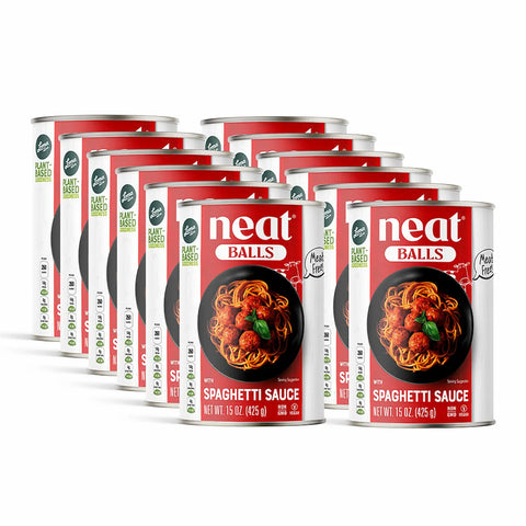 Loma Linda Neat Balls with Spaghetti Sauce 12 Pack 15 oz - Vegan Meatballs Plant-Based Protein