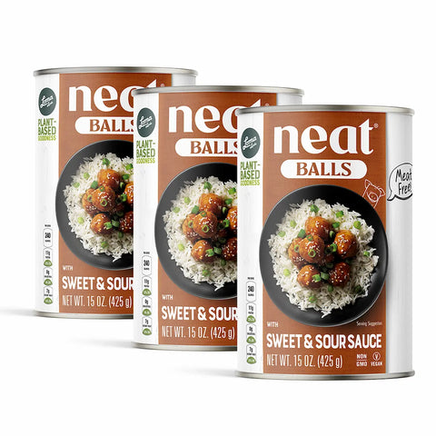Loma Linda Neat Balls with Sweet & Sour Sauce 3 Pack 15 oz - Vegan Meatballs Plant-Based Protein