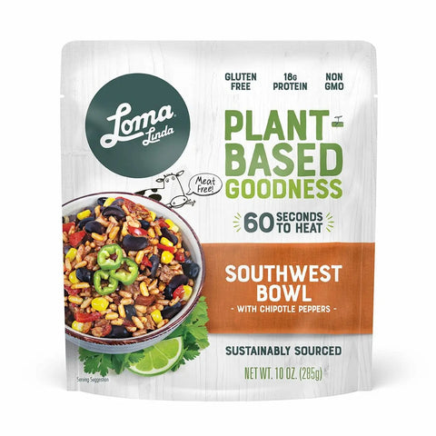 10 oz Southwest Bowl - Vegan, plant-based meal with chipotle peppers, black beans, and rice