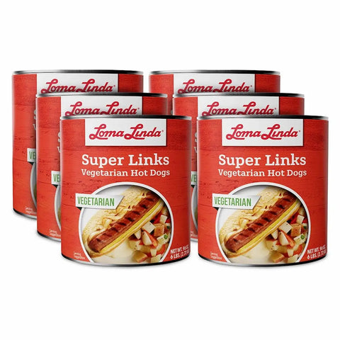 96 oz can of Super Links - 1-pack bulk vegetarian hotdog alternative