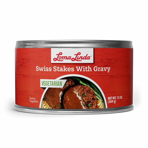 13 oz Swiss Stake with Gravy - Vegetarian, plant-based meat alternative with soy protein