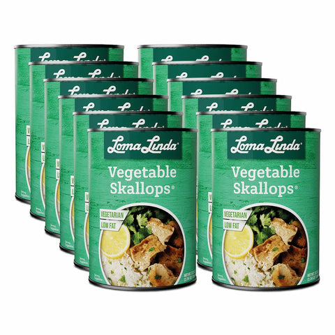 15 oz cans of Vegetable Skallops - 12-pack vegan and vegetarian scallop alternative