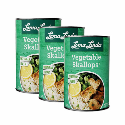 37.5 oz cans of Vegetable Skallops - 3-pack bulk plant-based scallop alternative