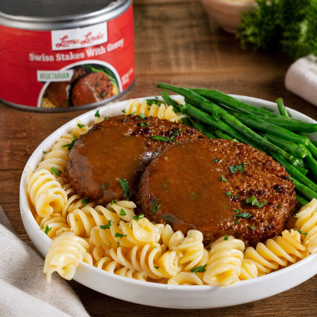 Swiss Stake with Gravy - Vegetarian, Plant-Based Protein Meal