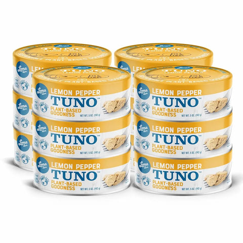 Loma Linda Lemon Pepper TUNO 5 oz 12-pack, vegan tuna alternative.