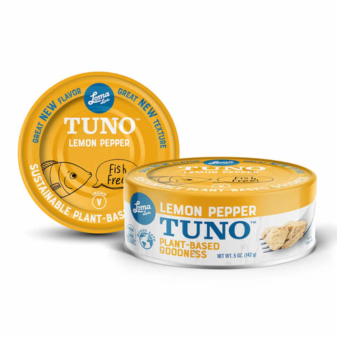 Loma Linda Lemon Pepper TUNO 5 oz 2-pack, vegan tuna alternative.