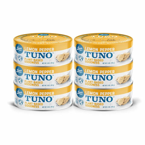 Loma Linda Lemon Pepper TUNO 5 oz 6-pack, vegan tuna alternative.