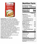 Linketts back of label showing nutritional information
