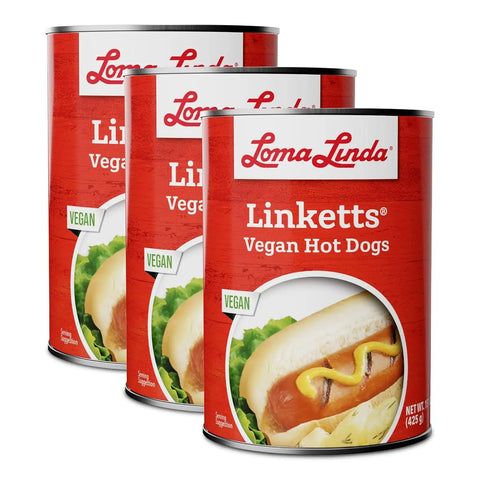 15 oz cans of Linketts - 3-pack plant-based hotdog alternative