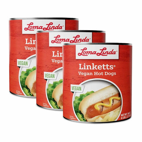 96 oz cans of Linketts - 3-pack bulk plant-based hotdog alternative