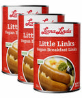 15 oz cans of Little Links - 3-pack plant-based breakfast sausage alternative