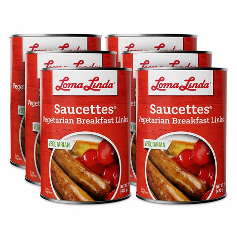 15 oz cans of Saucettes - 6-pack vegetarian breakfast sausage alternative