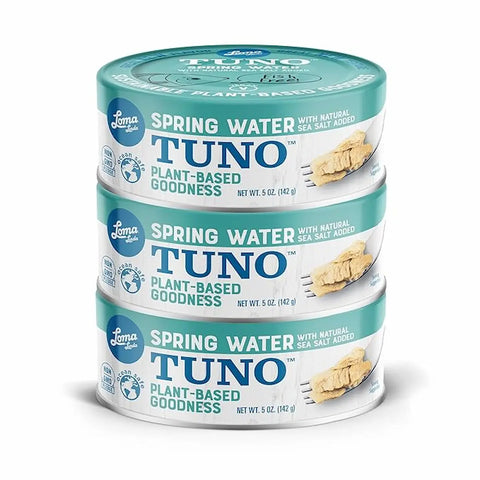 Loma Linda Spring Water TUNO 5 oz 3-pack, vegan tuna alternative.