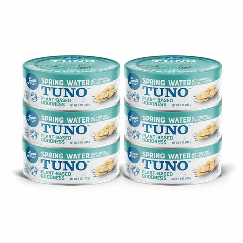 Loma Linda Spring Water TUNO 5 oz 6-pack, vegan tuna alternative.