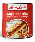 96 oz can of Super Links - 1-pack bulk vegetarian hotdog alternative