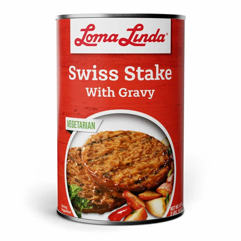 47 oz Swiss Stake with Gravy - Vegetarian, plant-based meat alternative with soy protein