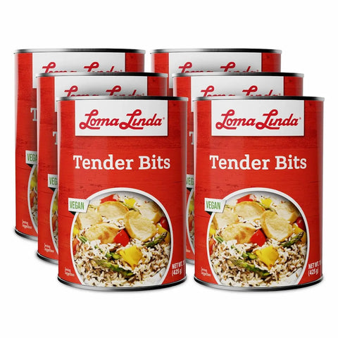 15 oz cans of Tender Bits - 6-pack meatless beef tips alternative