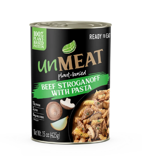 UnMeat plant-based beef stroganoff with pasta 15 oz single can