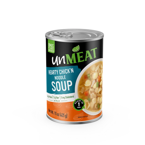 UnMeat plant-based hearty chicken noodle soup 15 oz single can