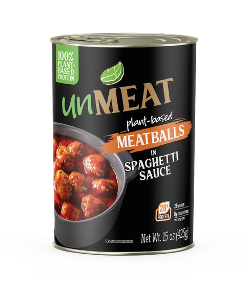 UnMeat plant-based meatballs in spaghetti sauce 15 oz single can
