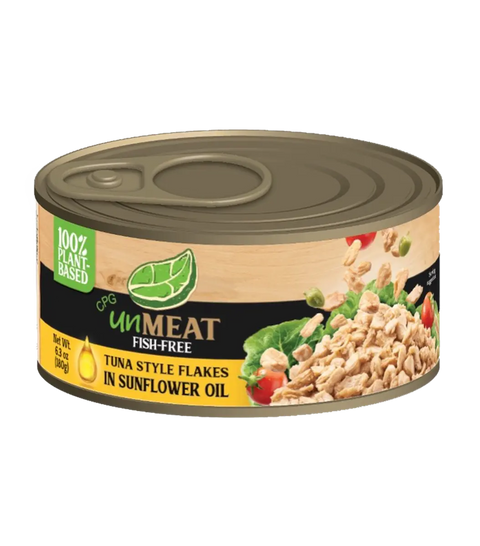 UnMeat plant-based tuna style flakes in sunflower oil 6.3 oz single can
