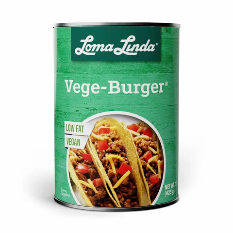 Loma Linda Vege Burger 1-pack, vegan ground beef alternative.