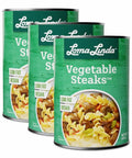 Loma Linda Vegetable Steaks 3-pack, plant-based steak substitute.